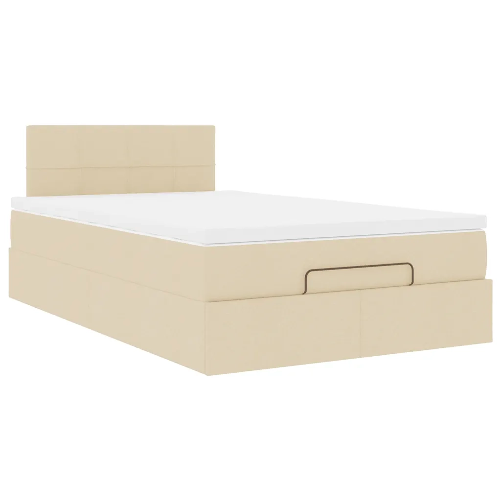 Struttura Letto Pouf con Materasso Crema 120x190 cm in Tessuto 3311447