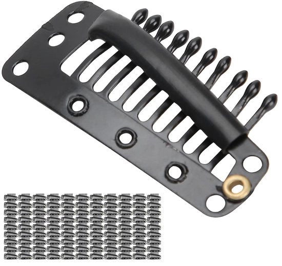 Piastrine per capelli in gomma e acciaio inossidabile - 100 pezzi - 3,7 x 1,8 cm