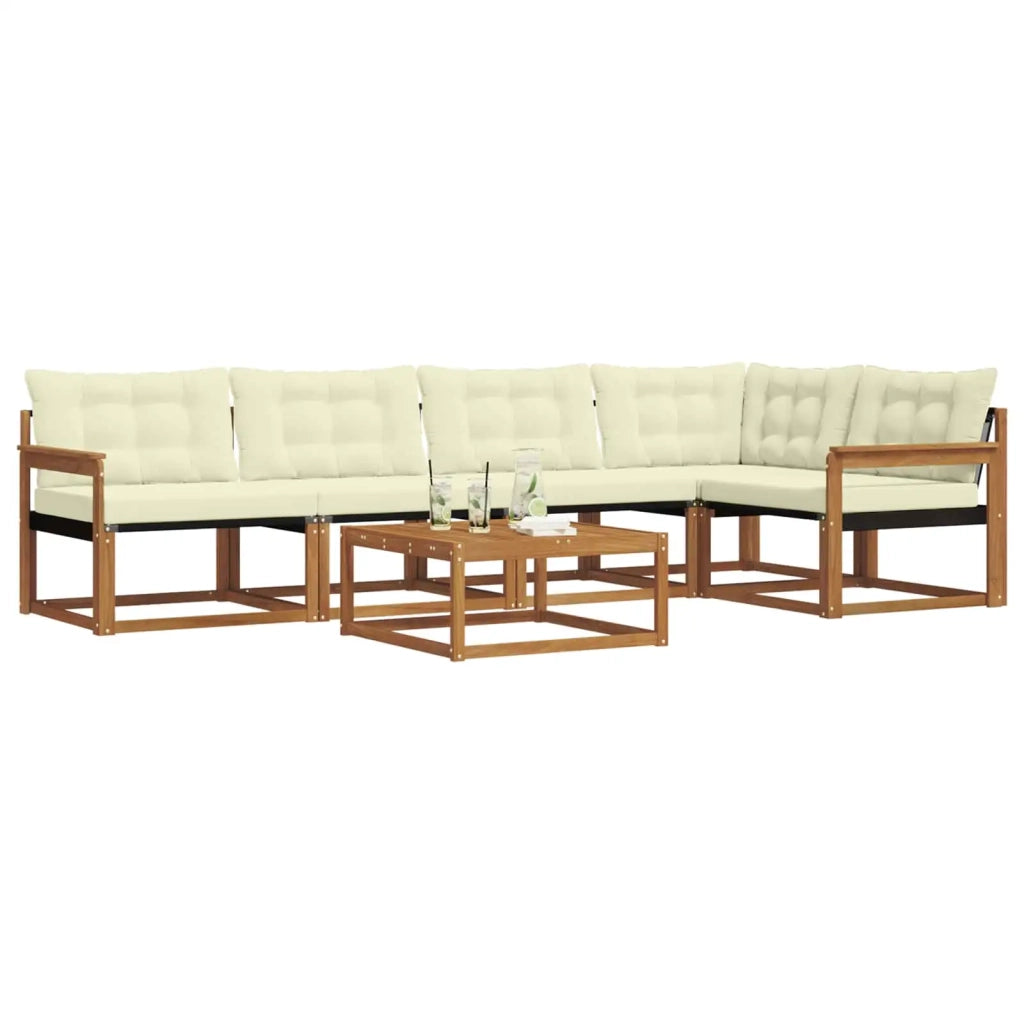 Set di divani da esterno con cuscino 6 pcs Naturale e Crema 3369473
