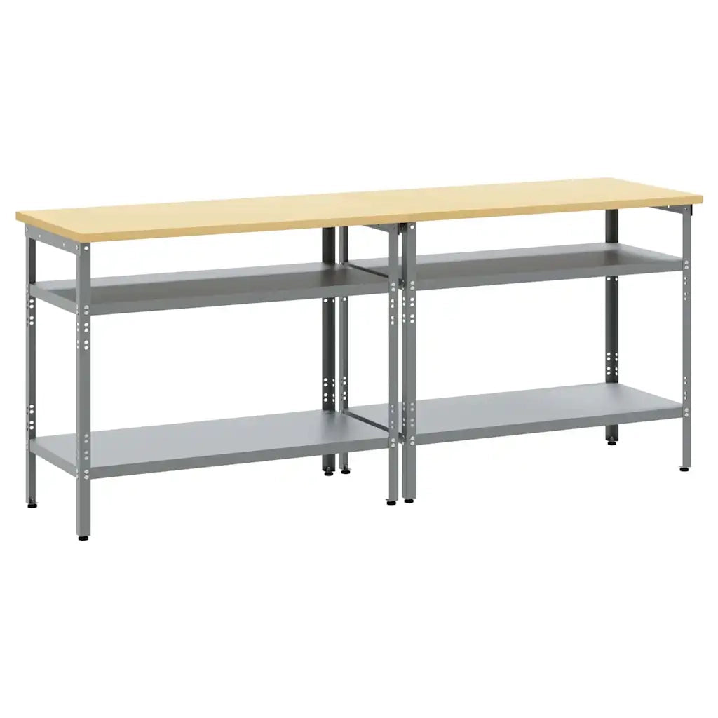 Set banco da lavoro 2 pz Beige e grigio 200 x 55 x 85 cm CFW3137731