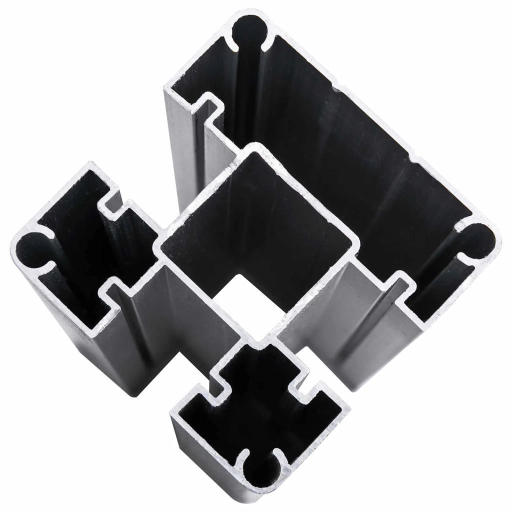 Set di Recinzione 9 pz 1564 x 186 cm WPC e Alluminio Nero 3429419