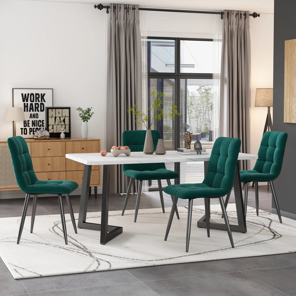 Tavolo da pranzo 117x68 cm (1 pezzo), struttura in metallo, tavolo da pranzo rettangolare con motivo marmorizzato moderno, tavolo da cucina con gambe