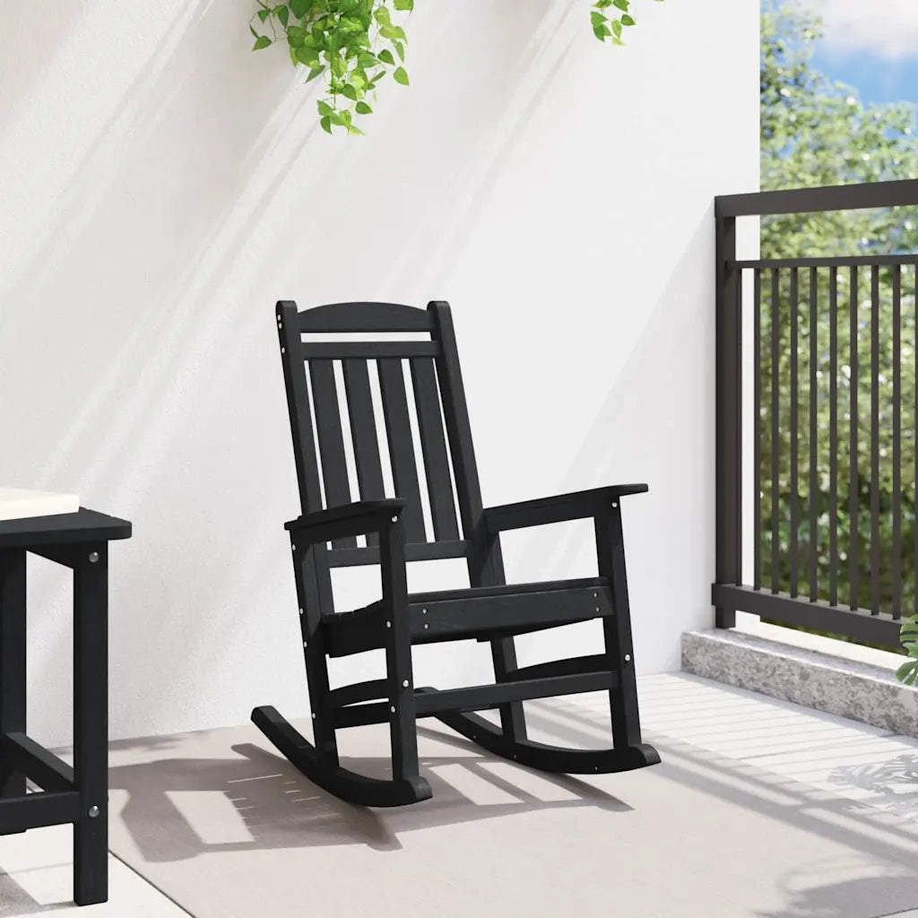 Sedia a dondolo da Giardino | Sedie da Esterno Nero 92 x 70 x 108cm HDPE