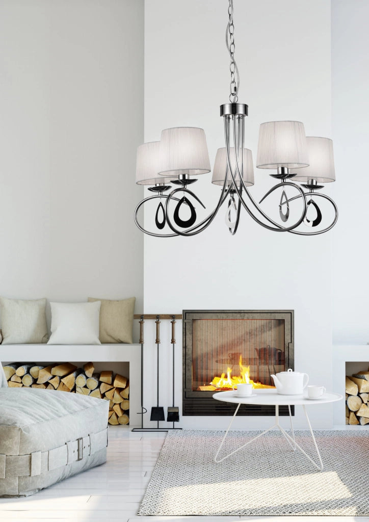 Lampadario Candellux Arnika 35-21687 cromo 5xE14 bianchi