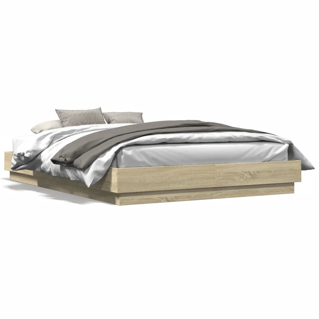 Giroletto con Luci LED-Struttura Letto Rovere Sonoma 120x200 cm
