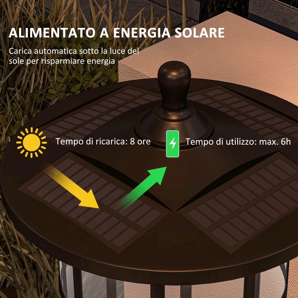 EasyComfort Lampione Solare da Giardino Alto 184cm con Luce LED Bianco Freddo e IP44, Nero