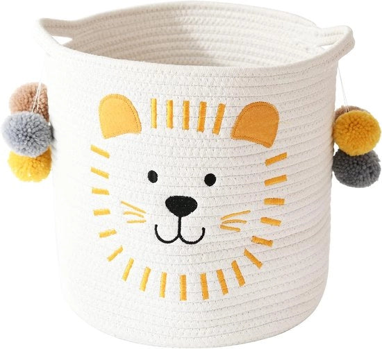 Cestino per avvolgicoperte con maniglie per bambini, bambine, giocattoli, contenitore per regali per la nursery per cassetti, organizzatore per commode bagno (leoni)