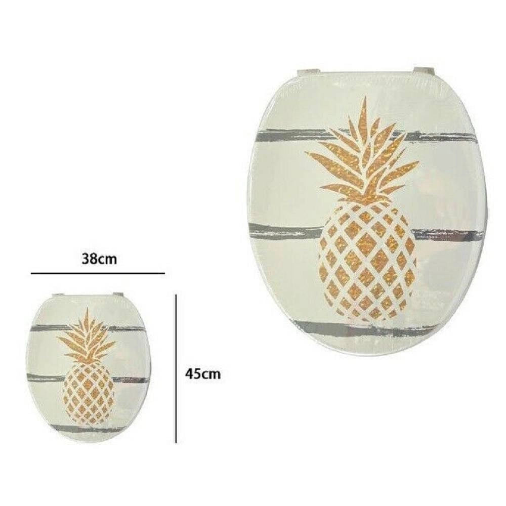 Trade Shop - Sedile Coprivaso Wc Water Copriwater Bagno In Pvc Universale Con Ananas 59026 -