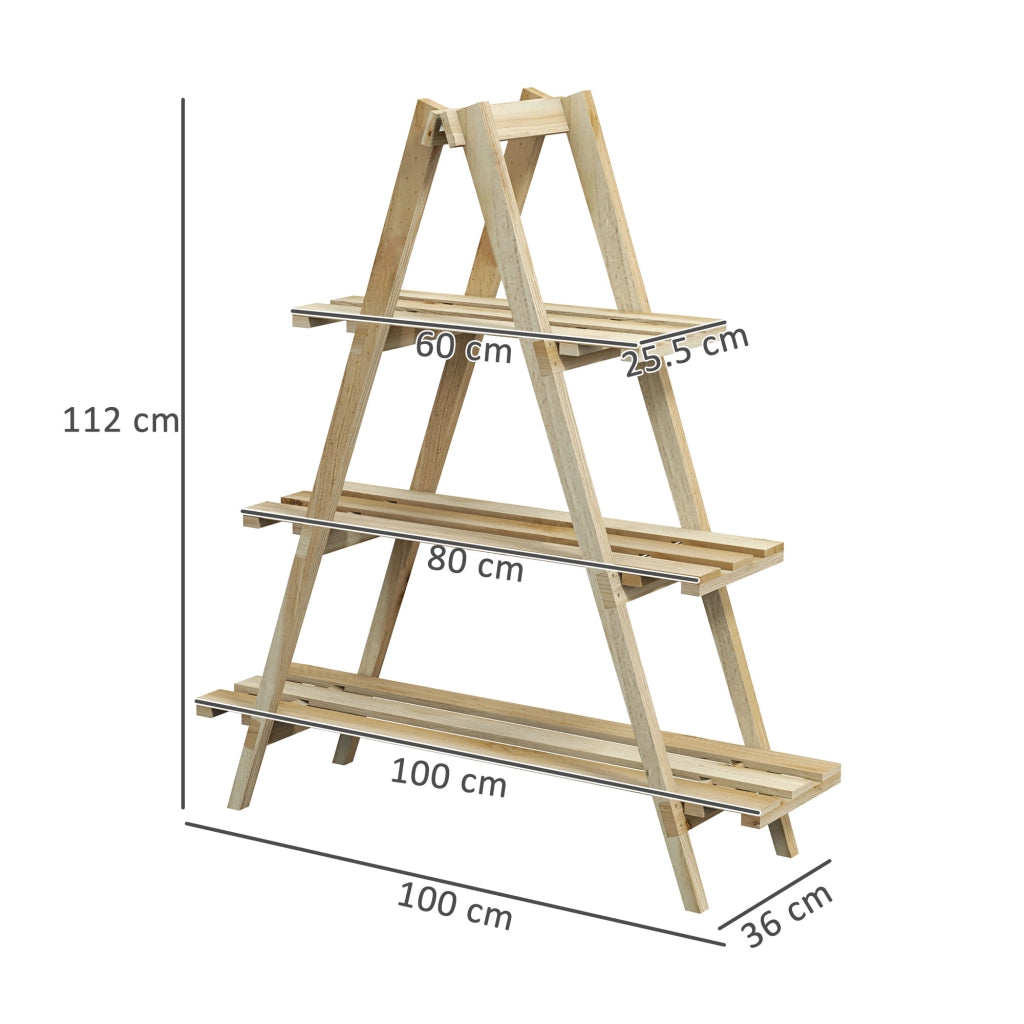Portapiante a Doghe Verticale 3 Livelli ¨C Minimal ¨C Legno 100x36x112 cm