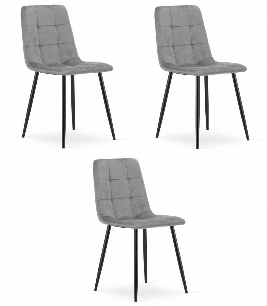 Sedia Valora PYRA in velluto grigio chiaro, design moderno x3
