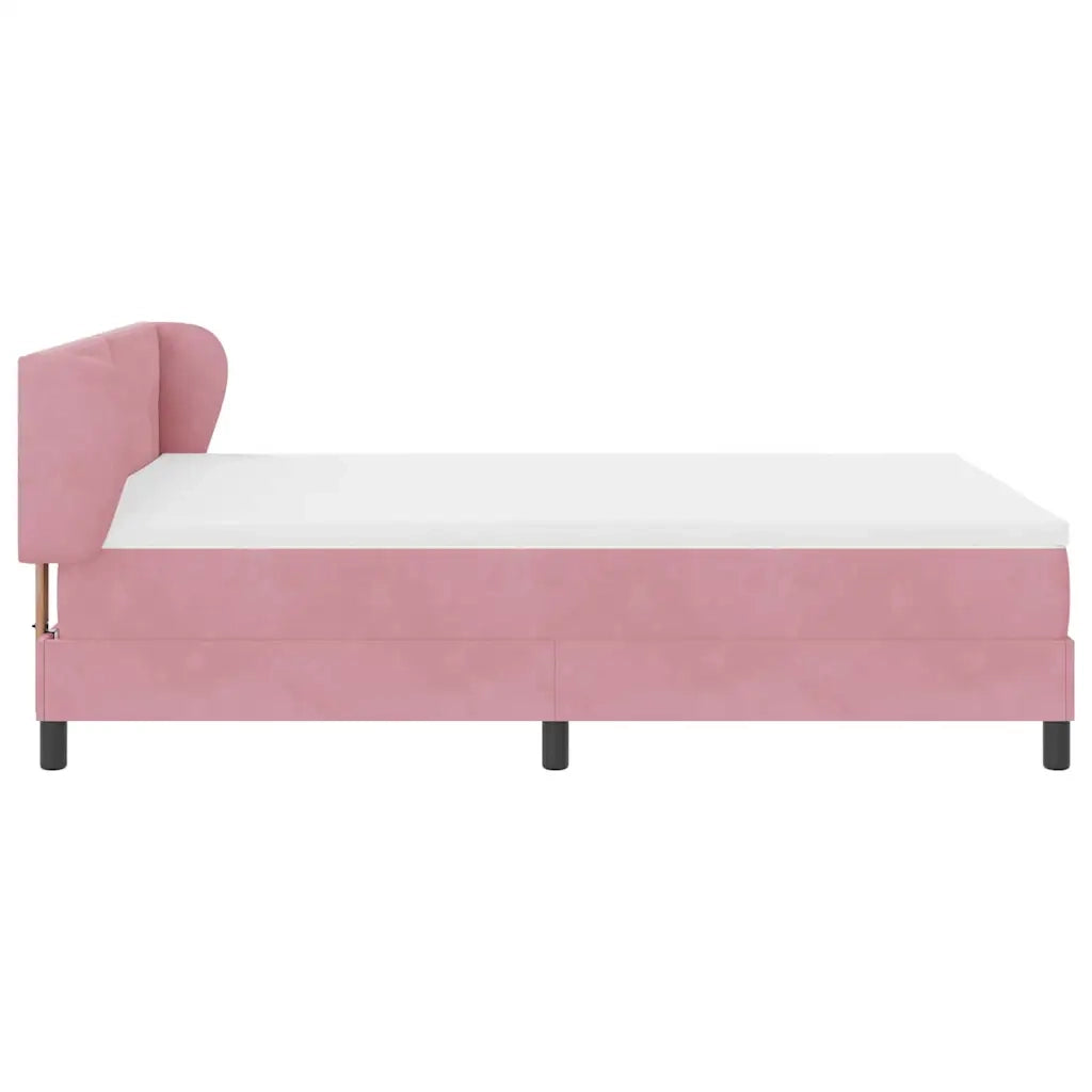Letto a molle con testiera Rosa 140 x 200 cm Velluto 3340393