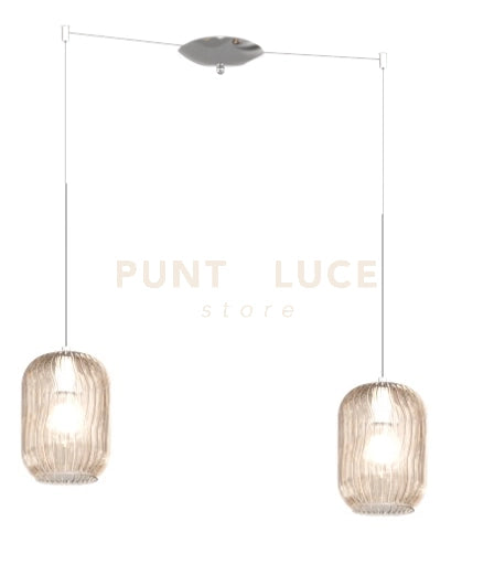 SOSPENSIONE CROMO 2 LUCI SPOSTABILE VETRI AMBRA 1181CR-S2 S-AM