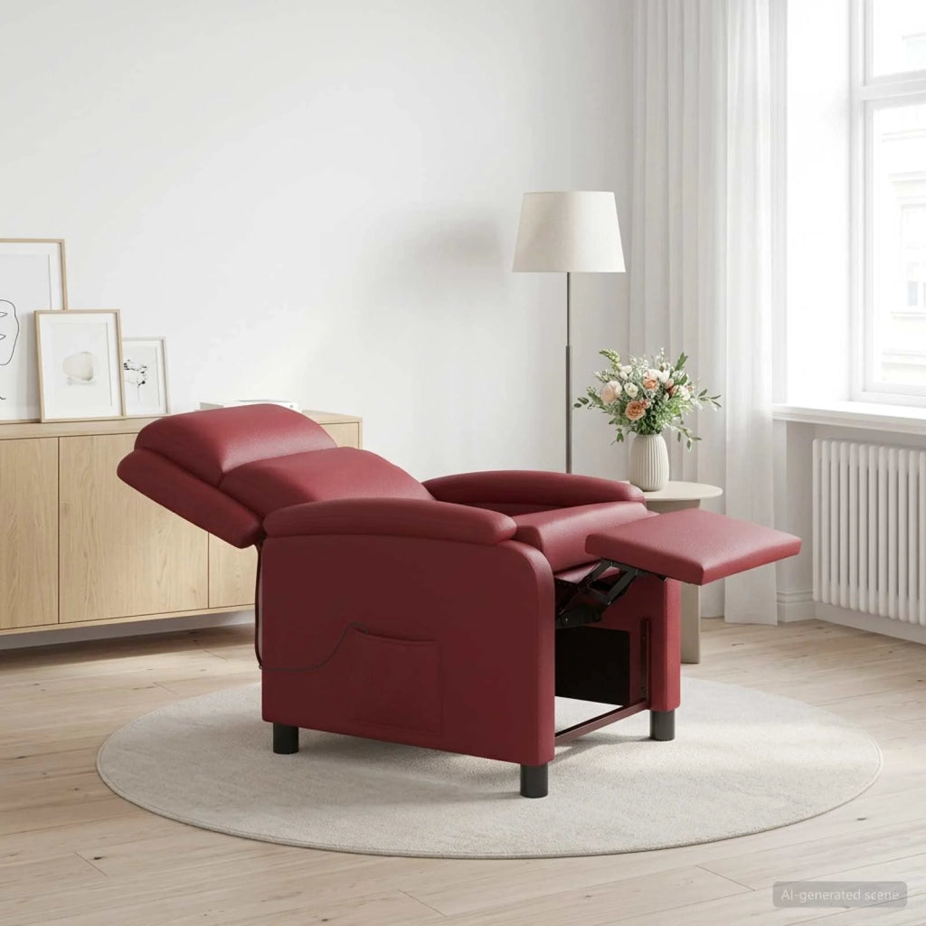 Divano Sedia-Poltrona Massaggiante Rosso Vino Similpelle 583880