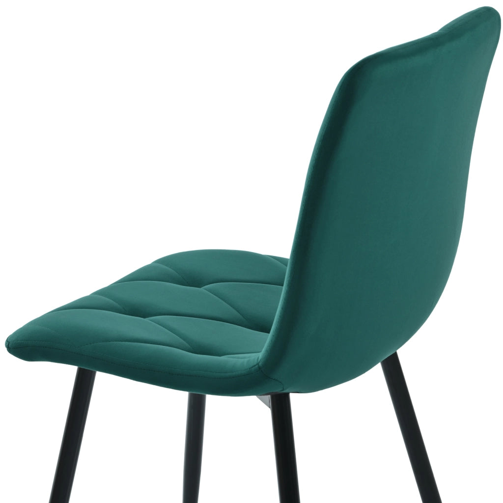 Sedia da pranzo (4 pezzi), verde scuro, set di 4 sedie imbottite di design, sedia da pranzo in velluto twill, sedia da cucina con schienale, seduta in