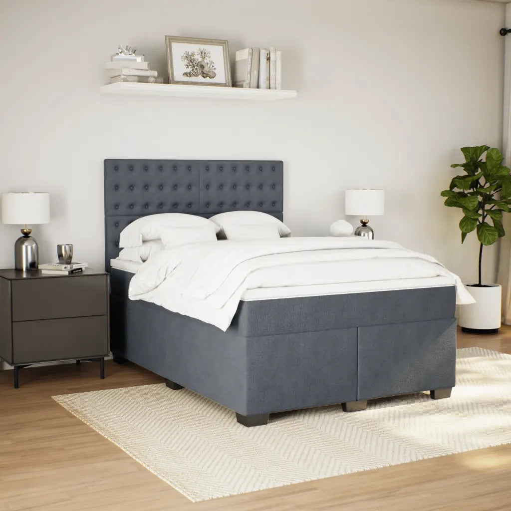 Giroletto a Molle con Materasso Grigio Scuro 160x200 cm Velluto 3293267