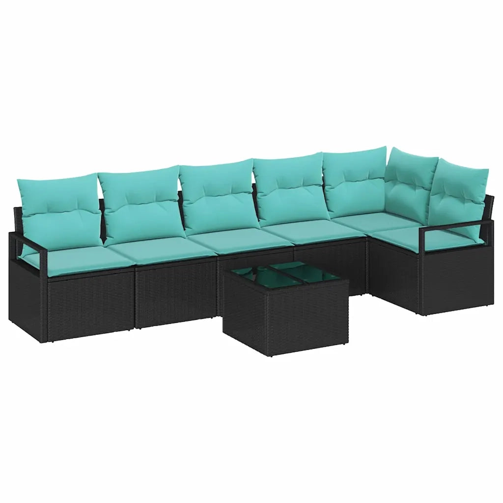Set di divani 7 pcs Nero polyrattan 3346416