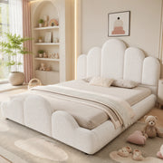 LETTO imbottito 140x200 cm bouclé beige