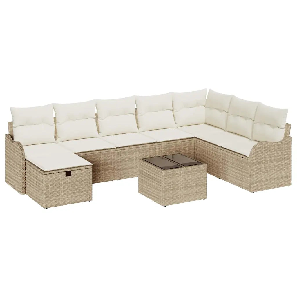 Set di divani con cuscino 9 pcs Beige e Crema polyrattan 3359040