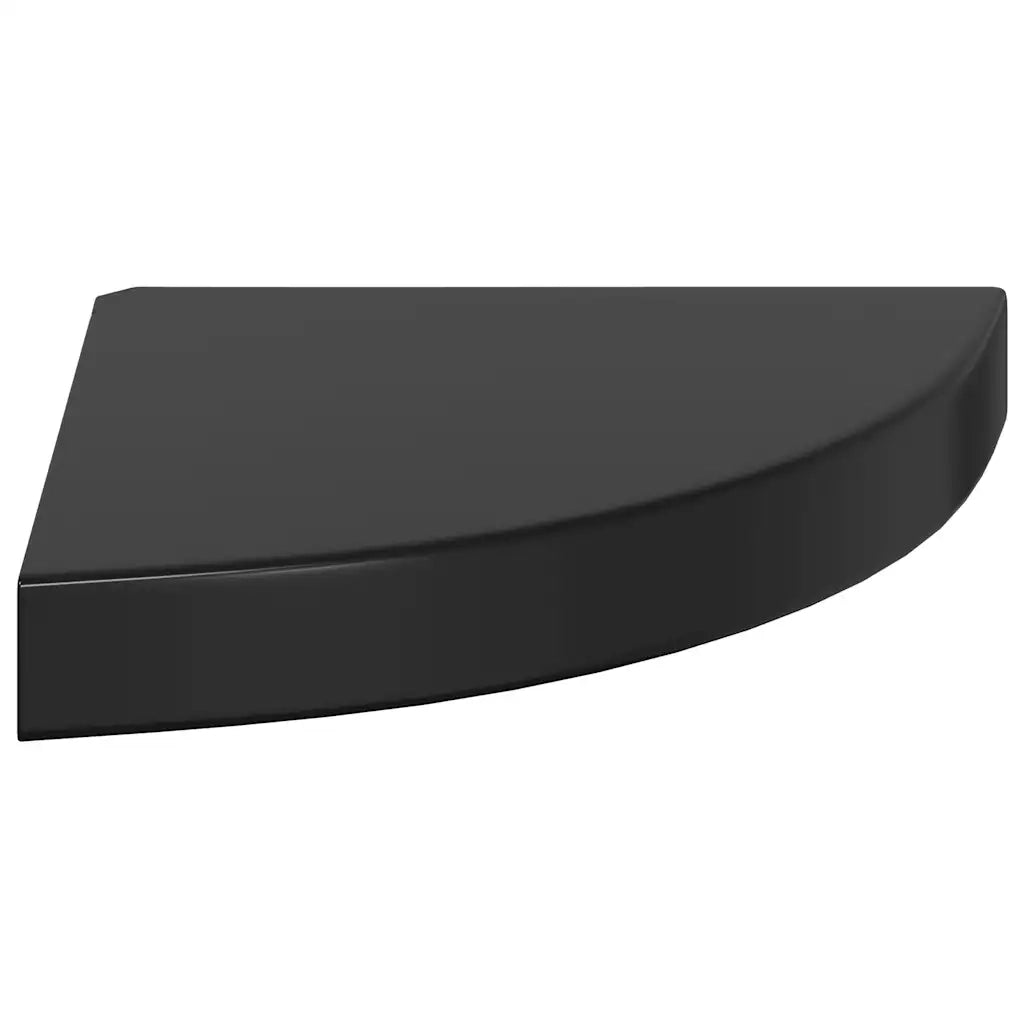 Scaffale Angolare a Parete | Mensola sospesa Nero Lucido 25x25x3,8 cm in MDF