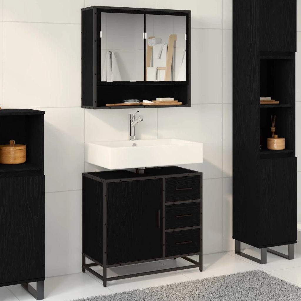 Mobile da Bagno Rovere Nero 65 x 33 x 60 cm Legno multistrato 883626