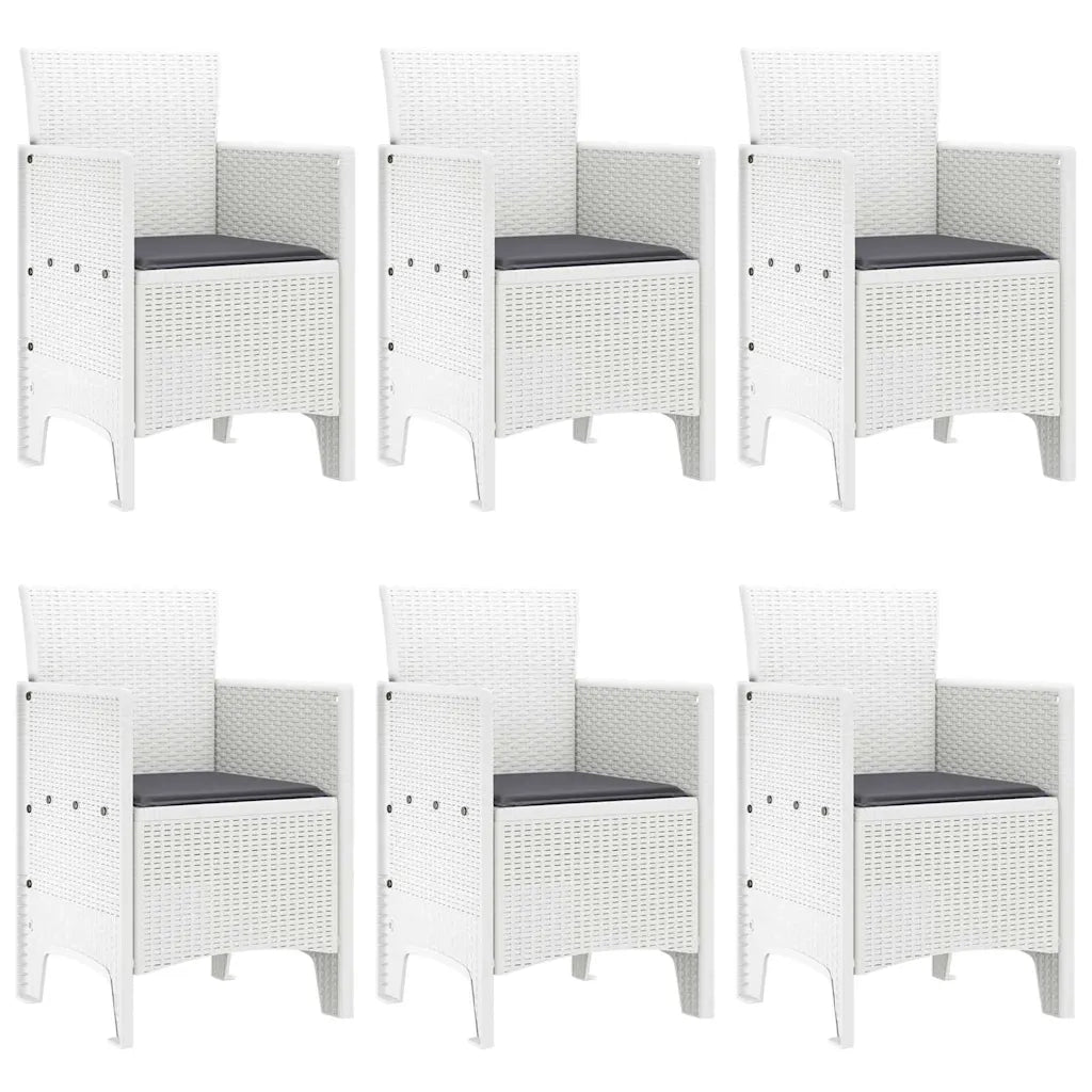 Set da Pranzo per Giardino 7 pcs Bianco Rattan Polt