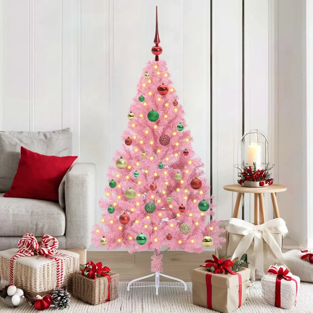 Albero di Natale | Decorazioni natalizie artificiale con luci integrate Rosa 150 cm PVC