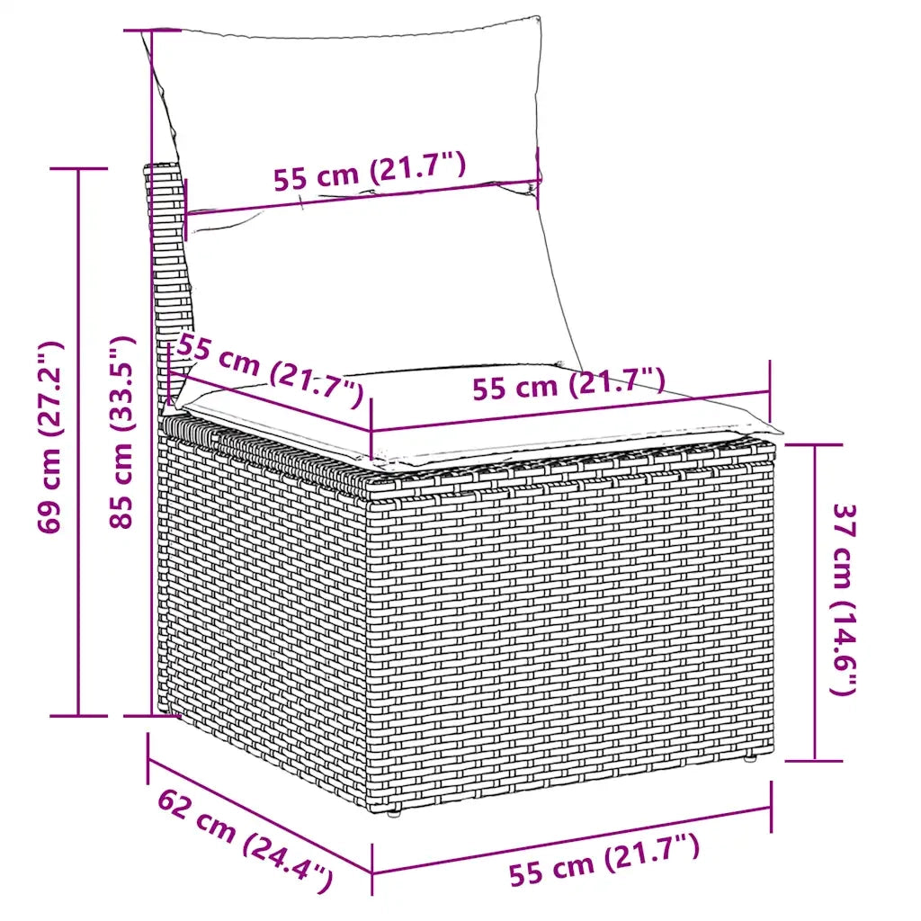 Set Divano da Giardino 8pz con Cuscini Grigio Chiaro Polyrattan 3222891
