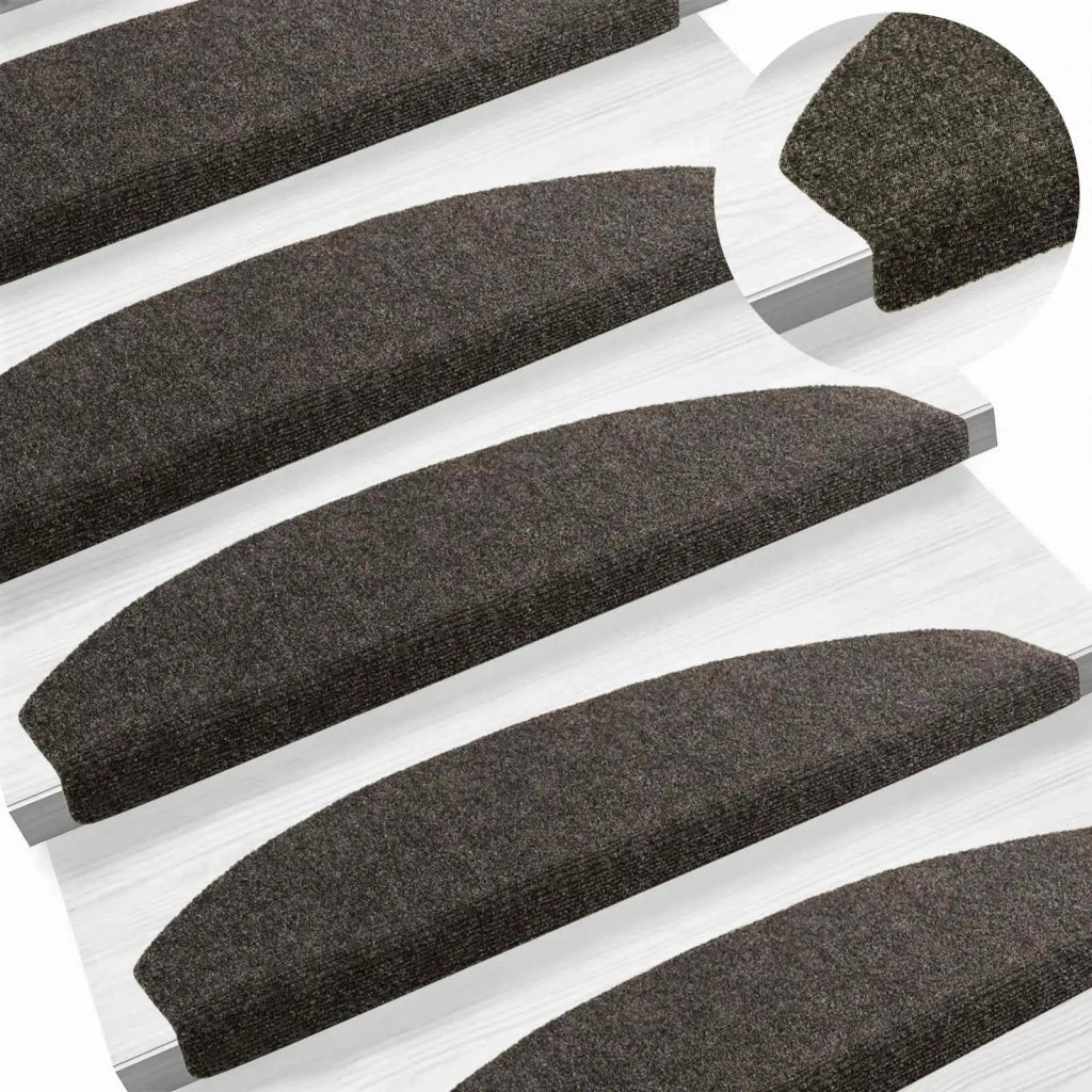 Tappetini per scale autoadesivi Semicircolare 15 pz | Gradini per Scale Antracite