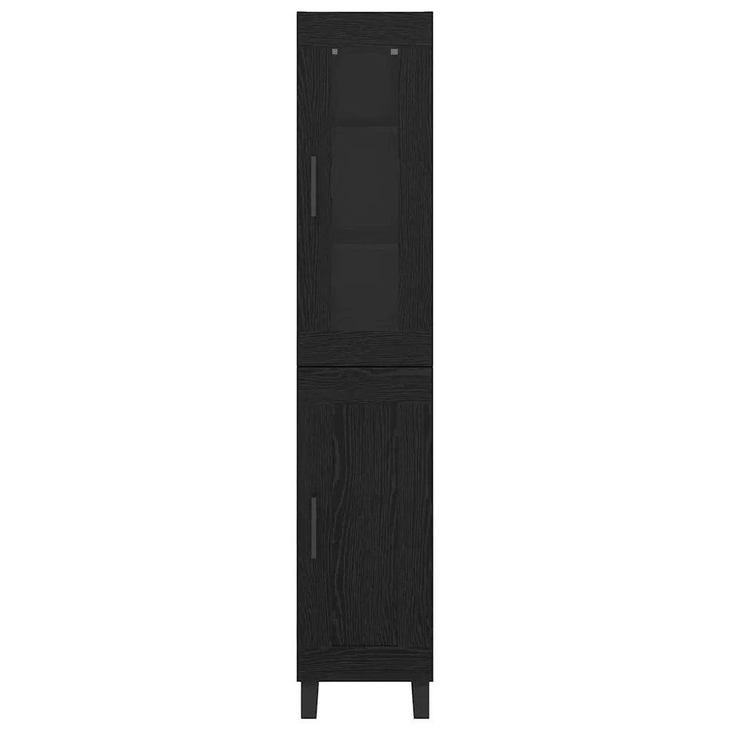 Credenza-Buffet-Armadio da cucina Rovere Nero 69,5 x 34 x 180 cm Legno multistrato 757886