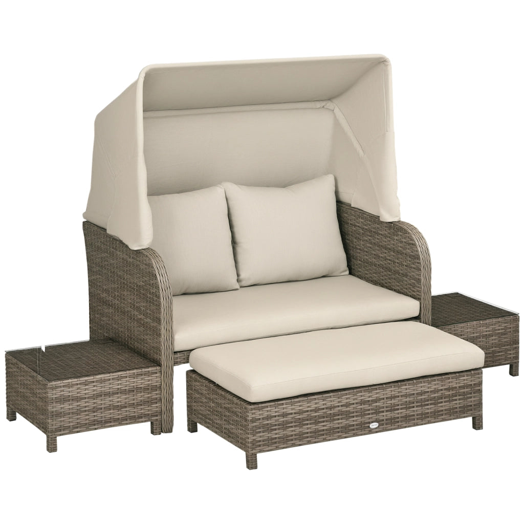 Set divano da giardino 4 pezzi ¨C zephmum ¨C beige e marrone