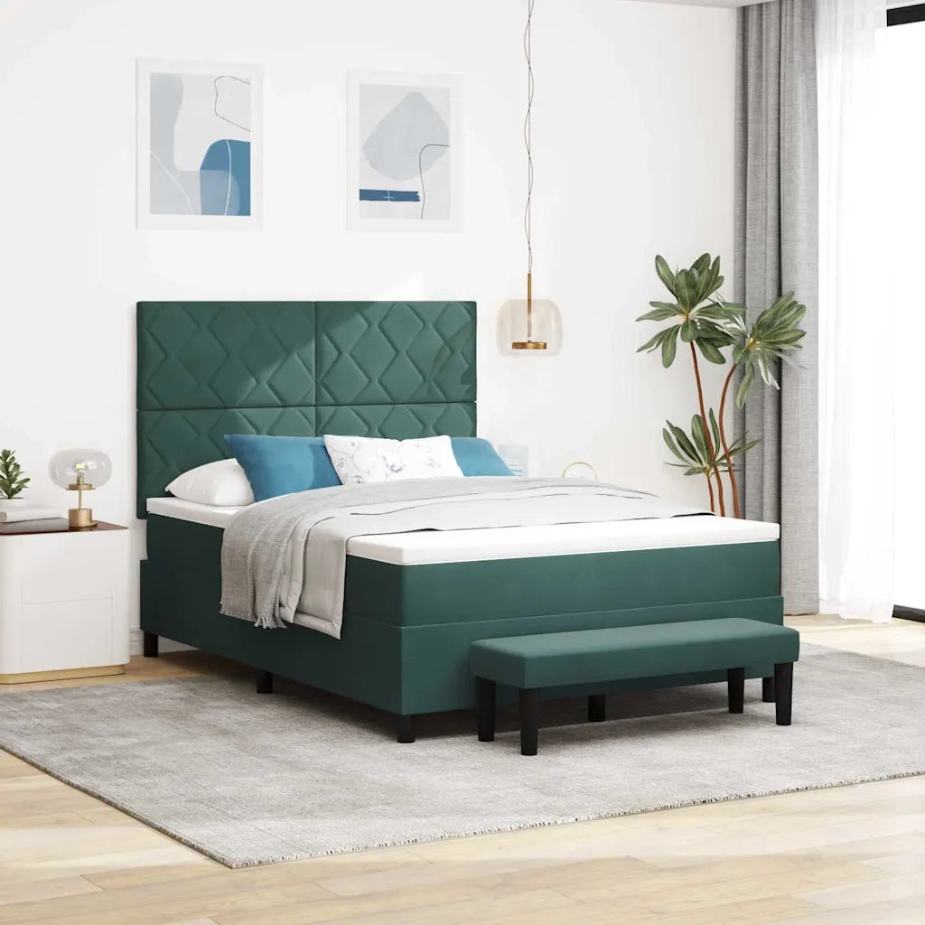 Letto a molle con testiera Verde Scuro 200 x 140 cm Velluto 3344585