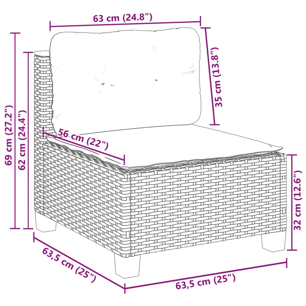 Set Divani da Giardino 10pz con Cuscini in Polyrattan Nero 3262031