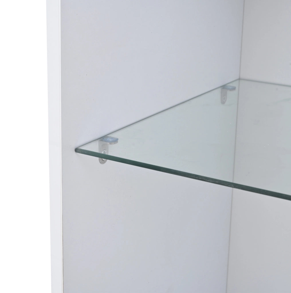 Vetrina 60x40x180 cm con LED e porta in acrilico; truciolare e vetro temperato bianco