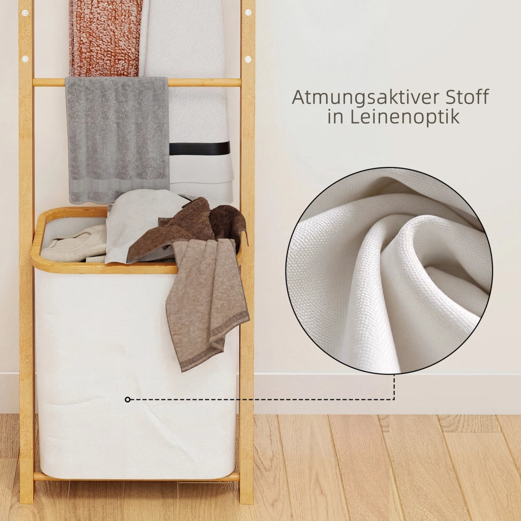 Mobile da Bagno con Cestino ¨C Zephmum ¨C Bamb¨´ 43x35x133 cm Bianco