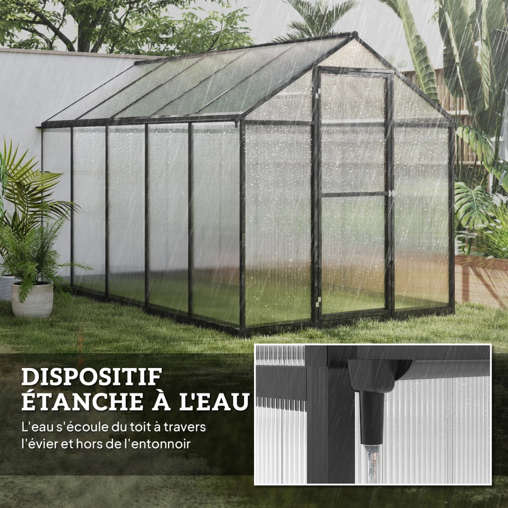 Serra da giardino in alluminio e policarbonato ¨C Xylo ¨C 303x183x195cm con finestre regolabili trasparente