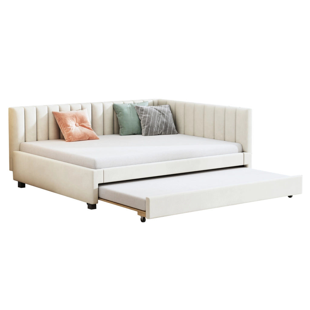 Letto imbottito con letto estraibile 140x200 cm in velluto
