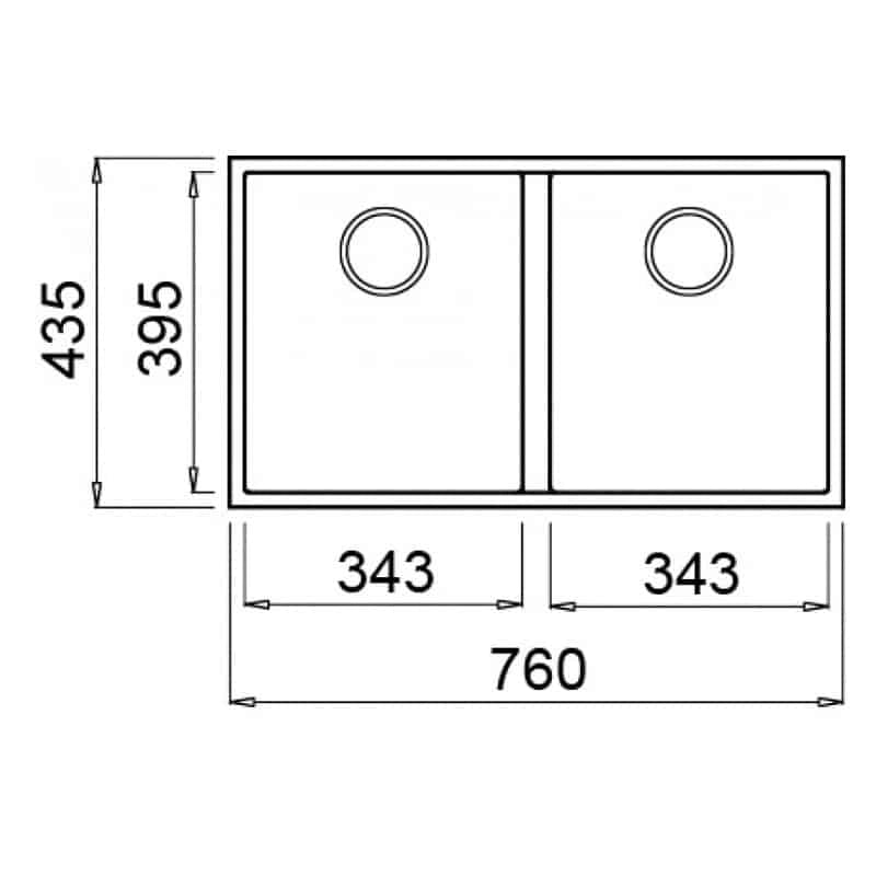 Lavello Elleci Incasso 2 vasche 76x43,5 Quadra 350 Sottotop Granitek Avena LGQ35051BSO