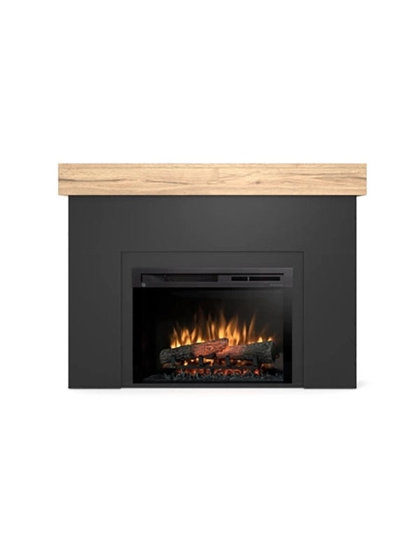 AVEN - Caminetto Elettrico da pavimento A Libera Installazione A LED 26" Nero-Rovere chiaro