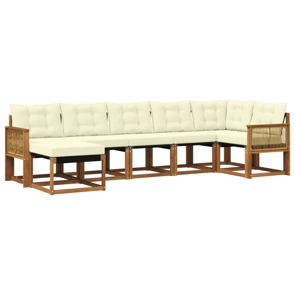Set di divani da esterno con cuscino 7 pcs Naturale e Crema 3382098