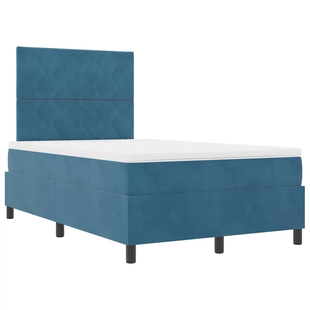 Letto a Sorgente LED Blu Scuro 120 x 200 cm Tessuto