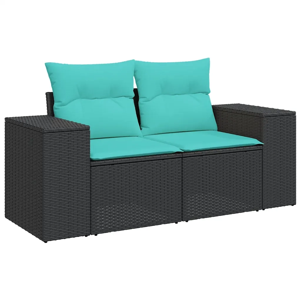 Set Divani da Giardino 8 pz con Cuscini Nero in Polyrattan 3222956