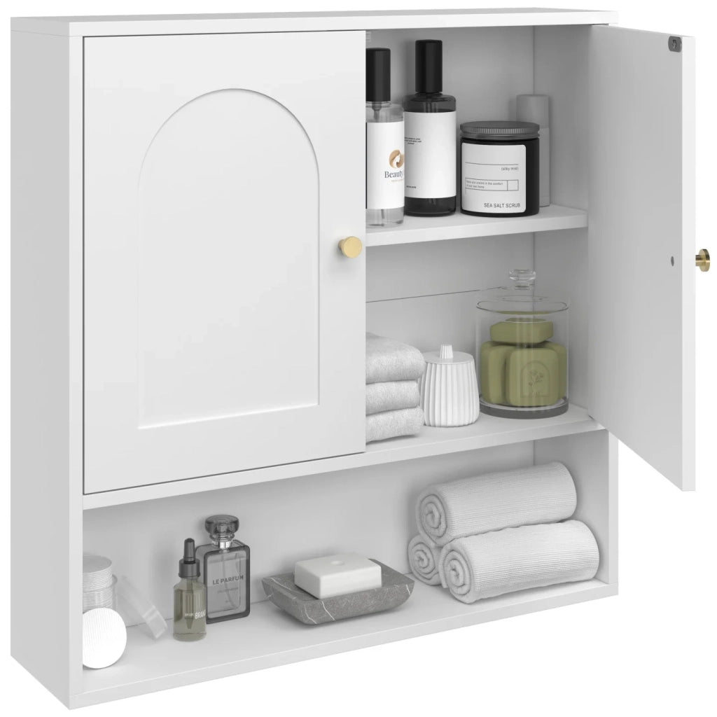 IDMarket - Mobile da bagno sospeso ARSENE, armadio a parete con 2 ante e ripiano in legno bianco