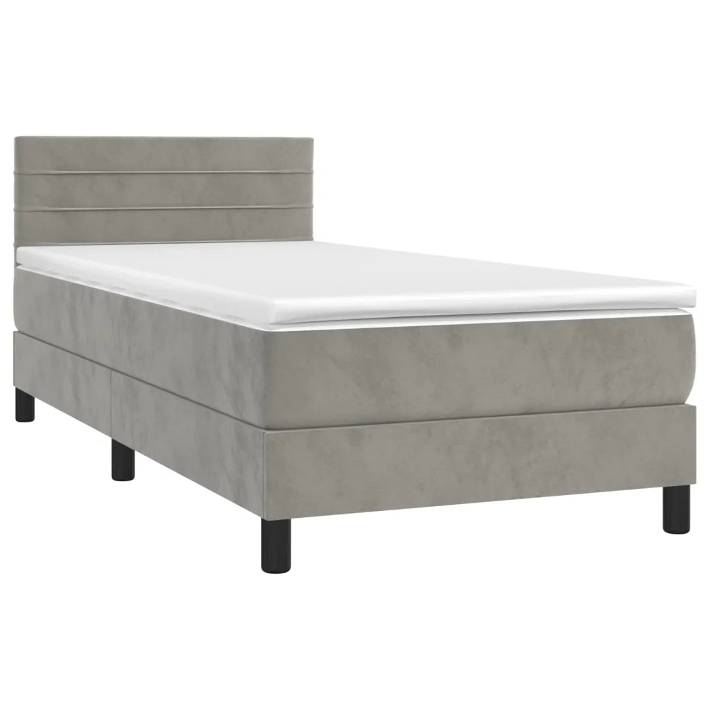 Letto singolo | Letto per adulti | Giroletto a Molle con Materasso Grigio Chiaro 100x200cm Velluto