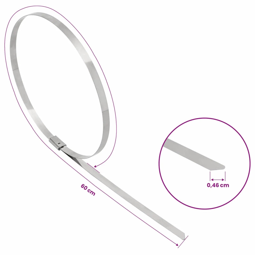 Fascetta per Cavi 12 pz 4,6 x 600 mm Argento 42029328