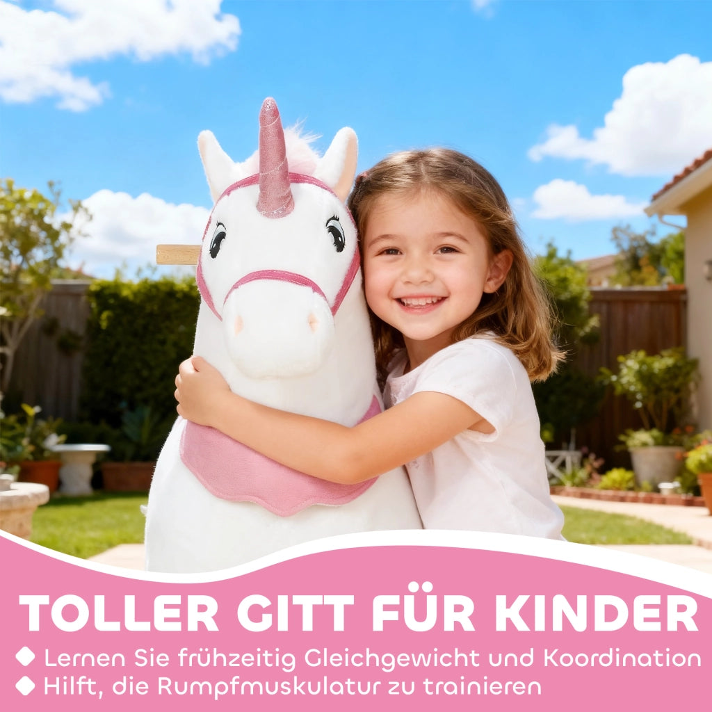 Cavallo a Dondolo per Bambini ¨C Minimal ¨C Design Unicorno in Tessuto Bianco