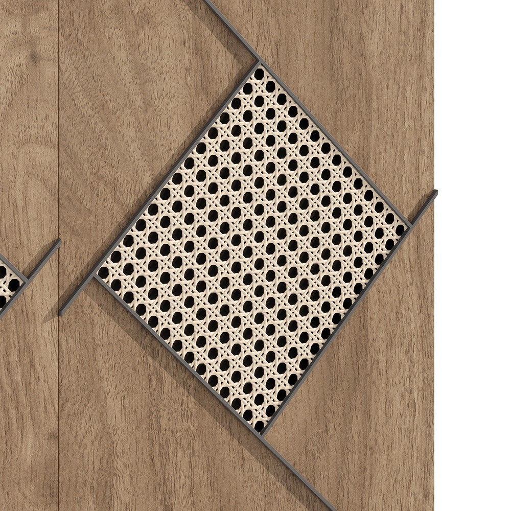 Scarpiera con Ante e Motivo in Rattan ¨C MINIMAL ¨C Bianco, 80x32x91 cm