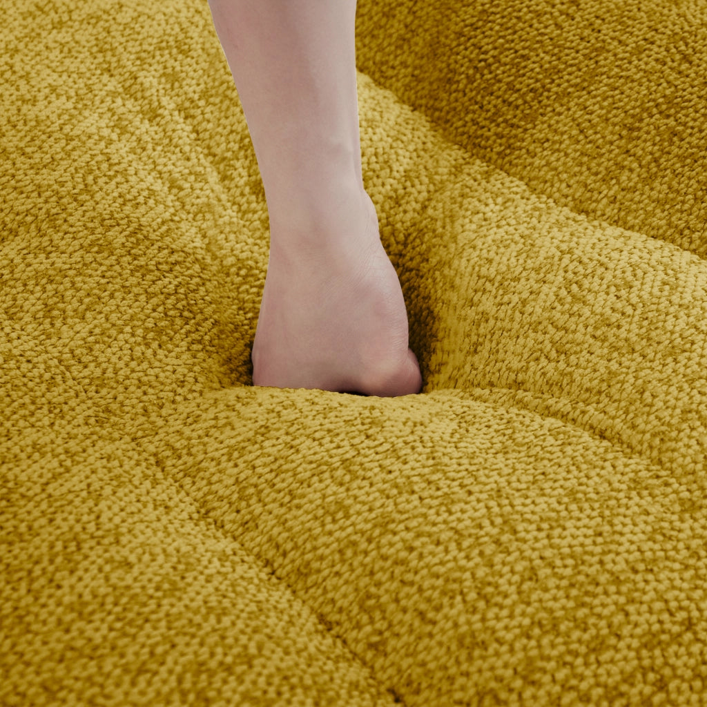 Divano modulare a 3 posti a forma di U con 2 pouf - Zephmum - Schiuma ad alta densit¨¤ 32D, seduta profonda, tessuto morbido, giallo