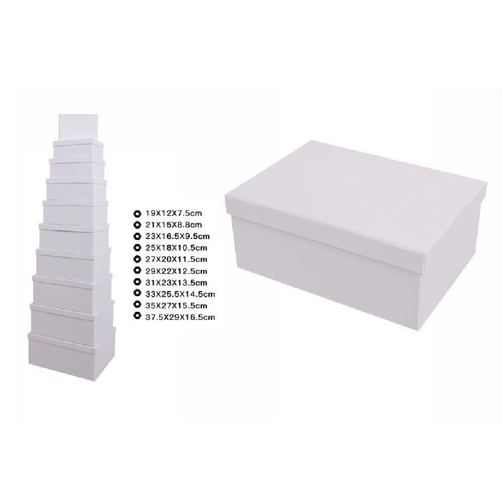 Trade Shop - Set 10 Pezzi Scatole Scatola Box Per Regali Varie Misure Matrioska Bianche 69288 -
