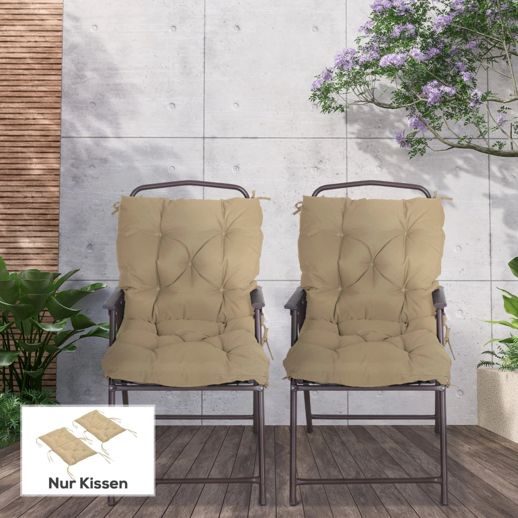 Cuscini per Sedie ¨C zephmum ¨C Set 2 Pezzi, 98x50 cm, Tessuto, Khaki