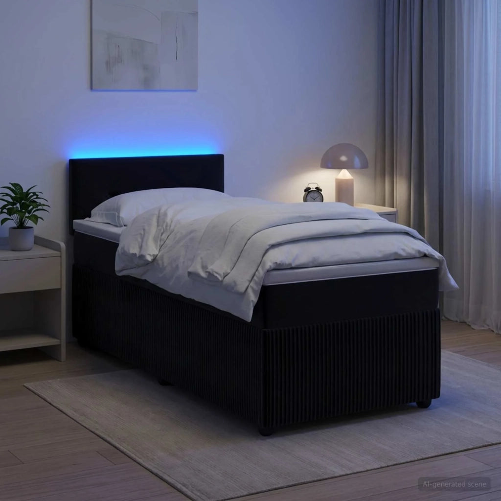 Letto box spring con materasso Nero 90 x 200 cm Velluto 3453067